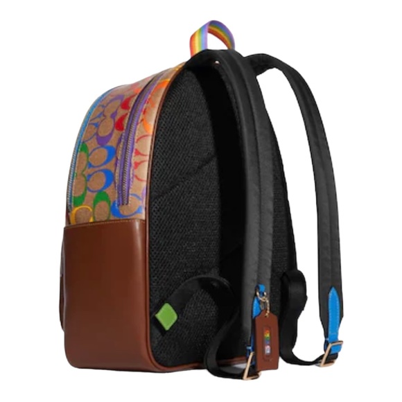 Coach Court Backpack In Rainbow Signature Canvas NWT - Picture 5 of 6